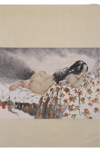 CHINESE FIGURE PAINTING OF A NAKED LADY