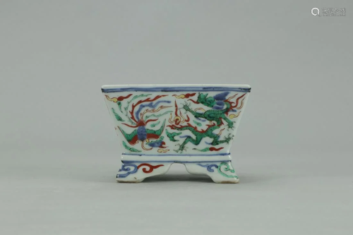 WUCAI SQUARE DRAGON PORCELAIN BOWL