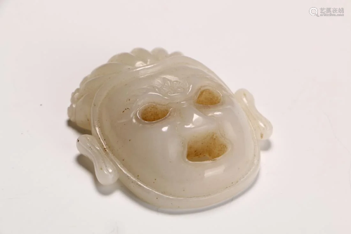 CHINESE JADE CARVING MASK ORNAMENT