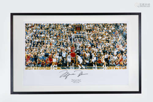 “篮球之神”迈克尔乔丹（Michael Jordan）“最后一投”亲笔签名海报