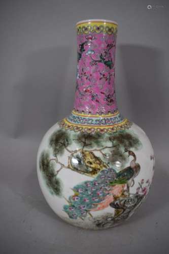 CHINA, 20th century \nPorcelain vase with polychrom…