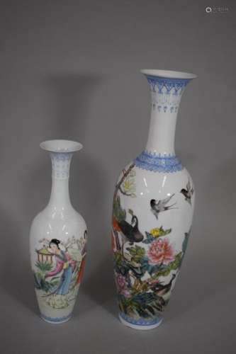 CHINA, 20th century \nTwo porcelain vases with poly…
