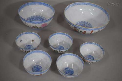 CHINA, 20th century \nSet of seven porcelain bowls …