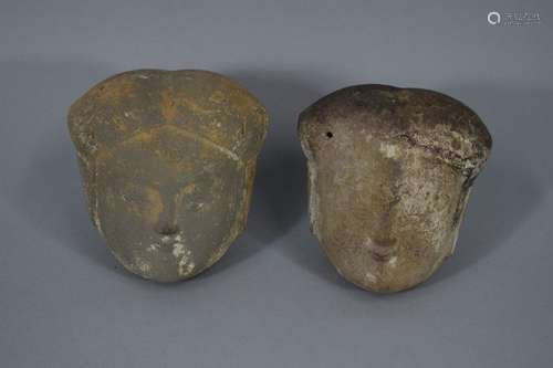 CHINA \nTwo terracotta female heads with remains of…