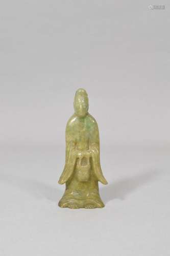 Jadeite statuette of a figure carrying a basket \nC…