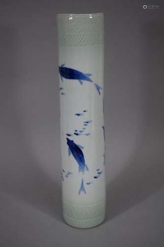 JAPAN, 20th century \nPorcelain scroll vase with fi…