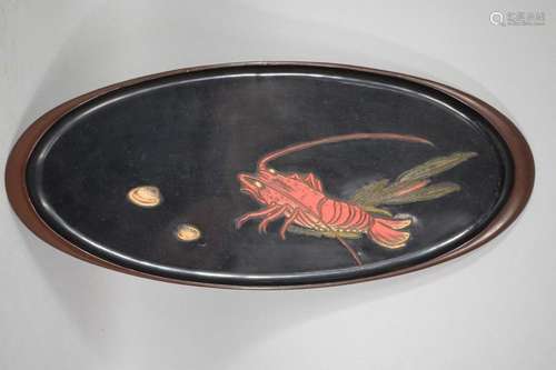 JAPAN, Meiji Period \nOval lacquer tray decorated w…