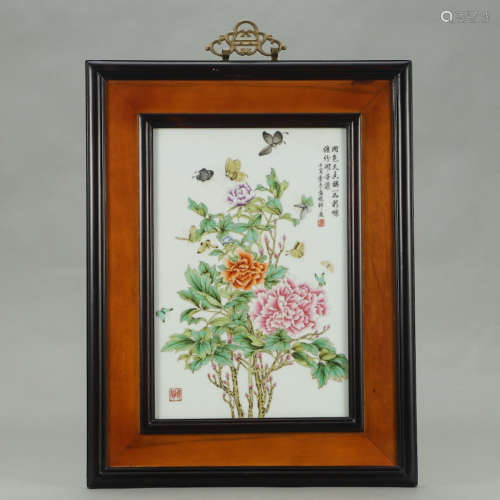 CHINESE FAMILLE ROSE PORCELAIN PLAQUE