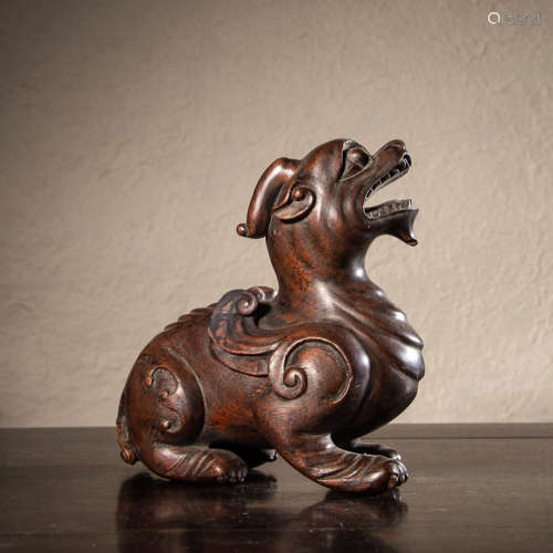 CHINESE HARDWOOD CARVED BEAST