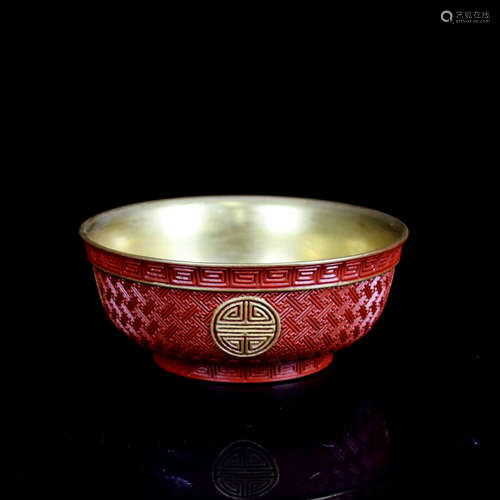 CHINESE IMITATION LACQUER GLAZE PORCELAIN BOWL