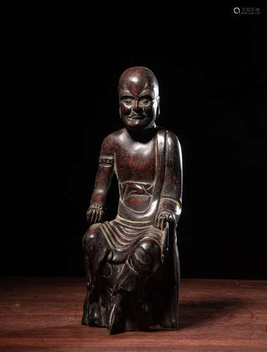 CHINESE HARDWOOD LOHAN FIGURE