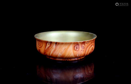 CHINESE IMITATION WOOD GLAZE PORCELAIN BOWL