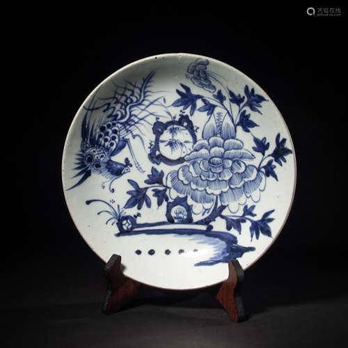 CHINESE BLUE WHITE PORCELAIN PLATE