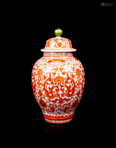 CHINESE IRON RED DRAGON PORCELAIN JAR