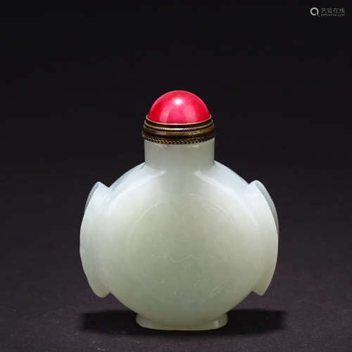 CHINESE WHITE JADE SNUFF BOTTLE