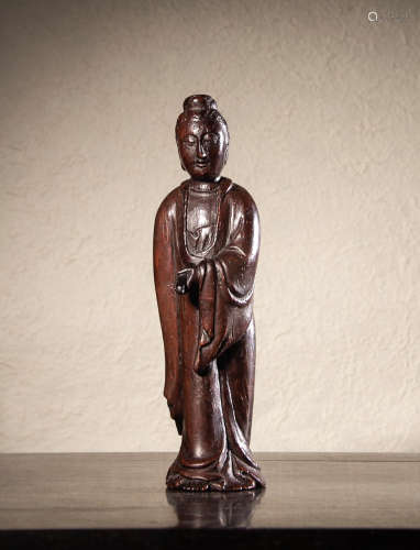 CHINESE BAMBOO CARVED GUANYIN