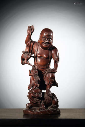 CHINESE HARDWOOD CARVED LOHAN