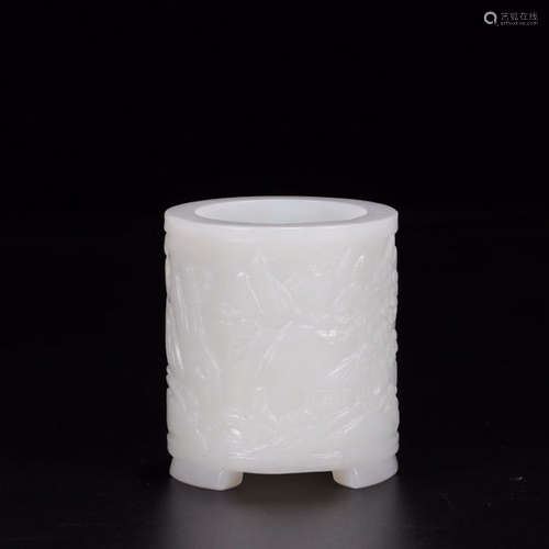 CHINESE WHITE JADE BRUSH POT