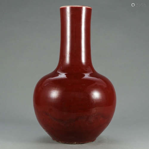 CHINESE OX BLOOD GLAZED PORCELAIN VASE