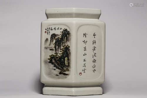 CHINESE QIAN JIANG LANDSCAPE PORCELAIN VASE