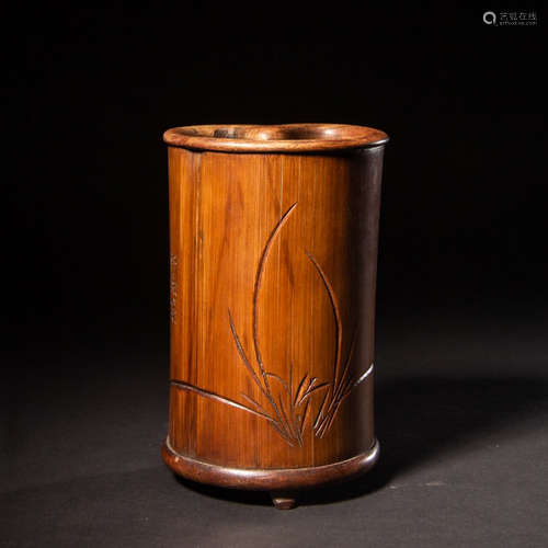 CHINESE BAMBOO CARVED BRUSH POT