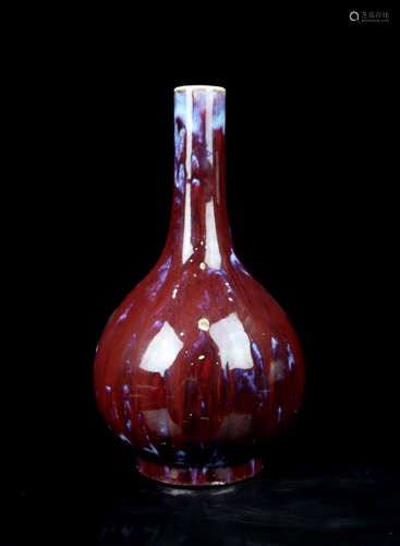 CHINESE FLAMBE GLAZED PORCELAIN VASE