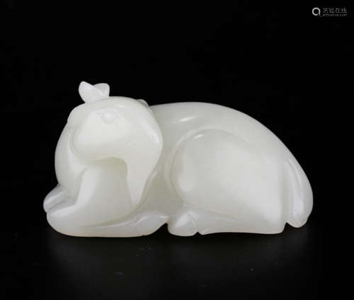 CHINESE WHITE JADE RECUMBENT SHEEP