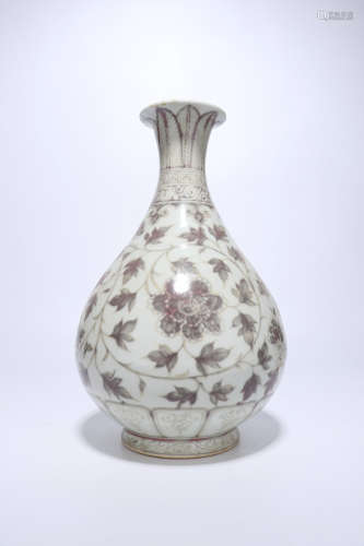 Ming Dynasty underglaze red porcelain bottle