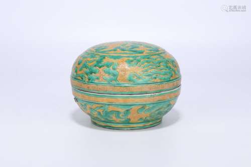 Ming Dynasty yellow glaze phoenix pattern cover box