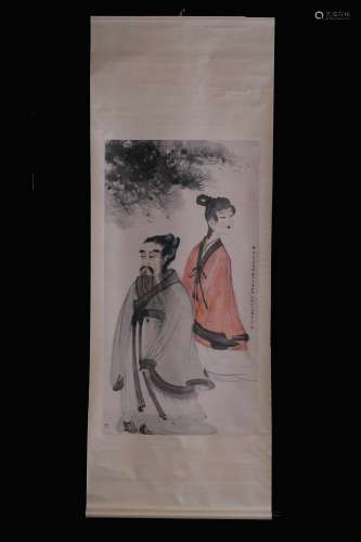 painting on Paper Vertical roll - Fu Baoshi
