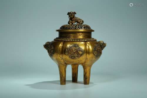 bronze gold gilded incense burner
