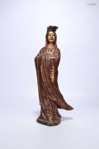 Qing Dynasty gold painted Guanyin ornament