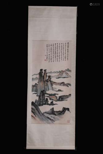 Landscape painting on Paper Vertical roll - Zhang Daqian