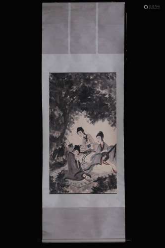 painting on paper Vertical roll - Fu Baoshi