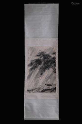 painting on paper vertical roll - Fu Baoshi