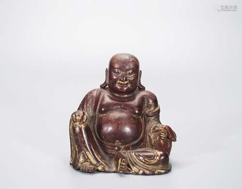 CHINESE LACQUER WOOD SEATED BUDDHA