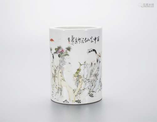 CHINESE QIANJIANG PORCELAIN BRUSH POT BY MA QING Y