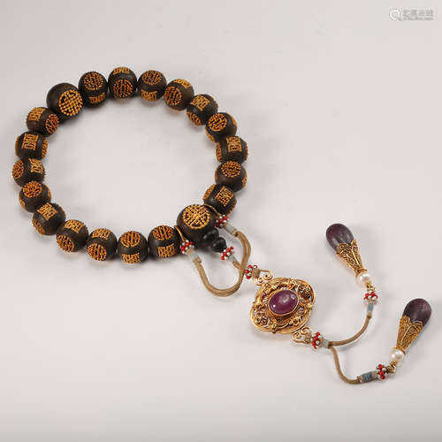 CHINESE CHENXIANG WOOD BEADS BRACELET