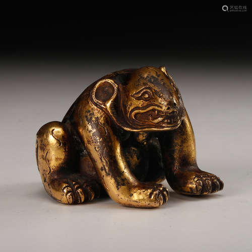 CHINESE GILT BRONZE BEAR