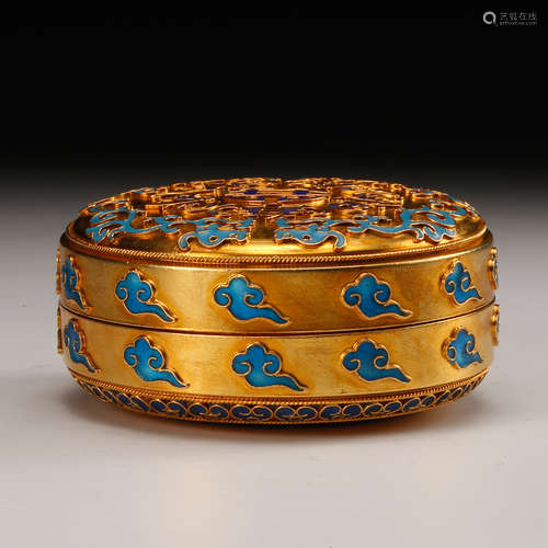 CHINESE GILT BRONZE COVER BOX