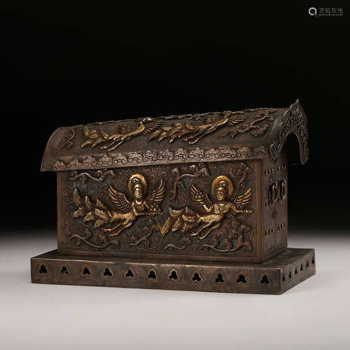 CHINESE SILVER MINIATURE CASKET