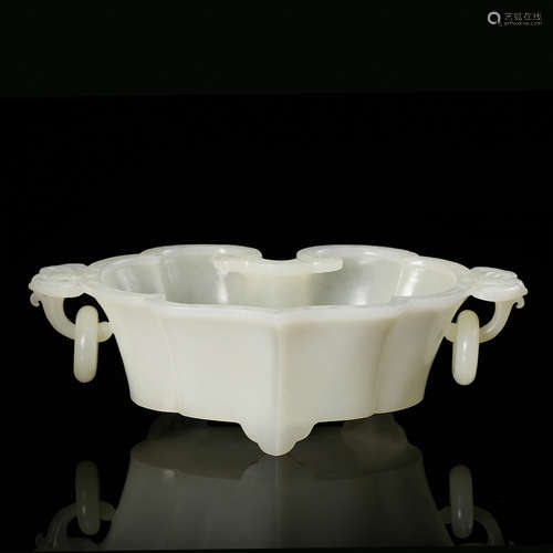 CHINESE WHITE JADE RUYI SHAPE BRUSH WASHER