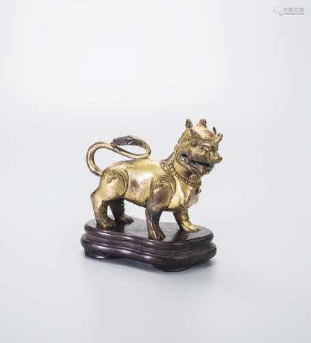 CHINESE GILT BRONZE FIGURE OF BEAST