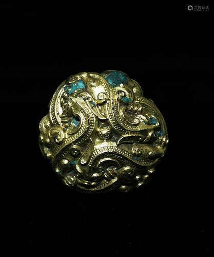 GILT BRONZE KNOB, CHILONG, HAN