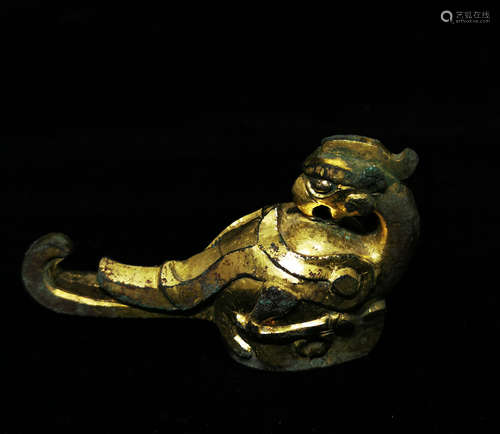 GILT BRONZE BIRD FIGURINE, HAN