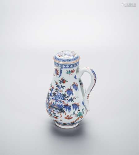 CHINESE BLUE WHITE PORCELAIN TEA POT FLOWER SCENE