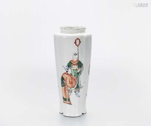 CHINESE FAMILLE VERTE FIGURAL PORCELAIN VASE