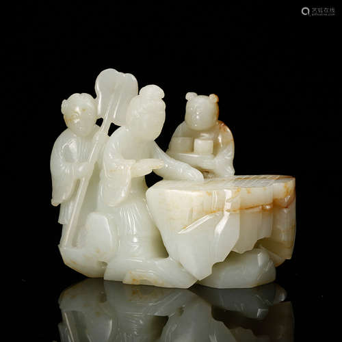 CHINESE WHITE JADE CARVED FIGURINES