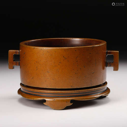 CHINESE BRONZE CENSER WITH STAND