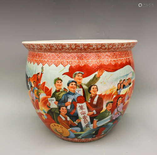 CHINESE CULTURAL REVOLUTION PORCELAIN FISH JAR